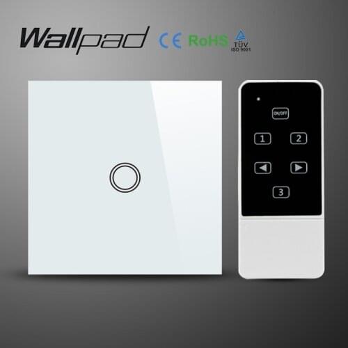 Wallpad UK EU Standard Touch Screen and Remote Control Light Switch 1 Gang RF 433Mhz,Smart Home Electrical Wall Switches