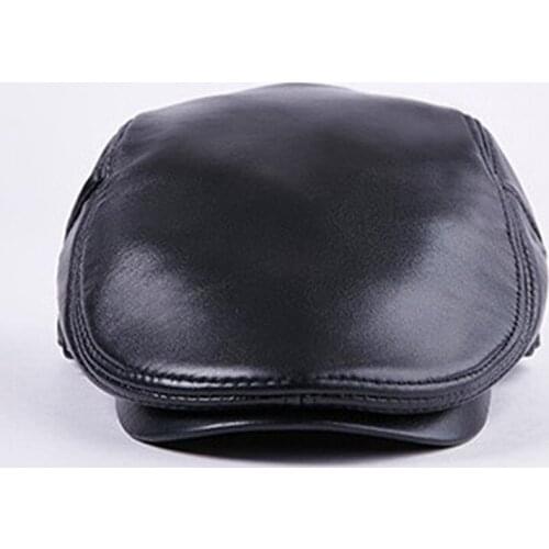 XdanqinX Natural Genuine Leather Hats For Men Women Sheepskin Leather Berets Autumn Winter Womens Simple Flat Cap Couple Hat