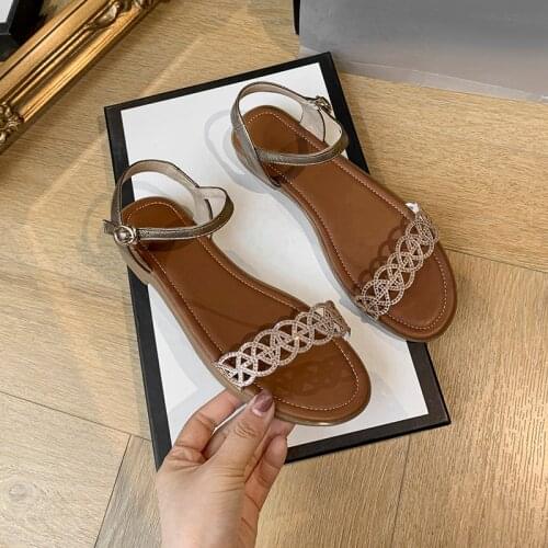 SKLFGXZY 2021 Summer New Product Women Sandals Fashion Genuine Leather Womens Shoes Buckles Cowhide Girls Sandals