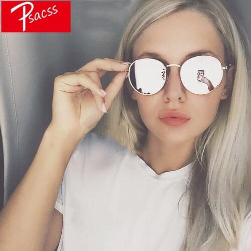 Psacss Retro Metal Round Sunglasses For Men Women Vintage Rainbow Color Luxury Brand Designer Sun Glasses oculos de sol feminino