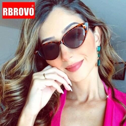 RBROVO Small Cateye Sunglasses Women 2021 Luxury Brand Sunglasses Women Vintage Glasses For Women Mirror Oculos De Sol Feminino