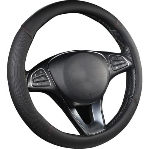 Sports Style Car Steering Wheel Cover Wrap 6 Colors fit For 37-38CM/14.5"-15" M Size Universal Hand Bar Protecter Leather