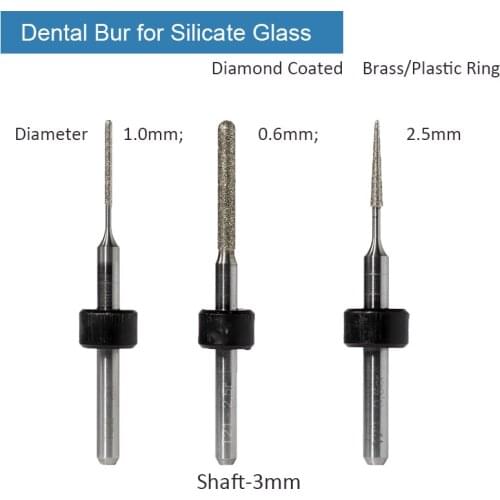 Dental milling bur for lithium disilicate glass ceramic and e.max 3mm,4mm and 6mm shaft