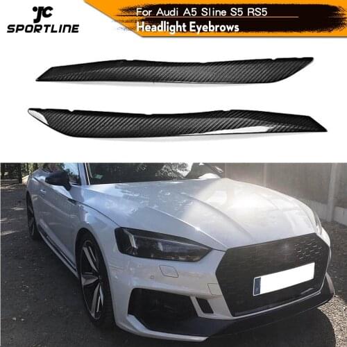 Dry Carbon Fiber Dry FRP Headlight Eyebrows for AUDI A5 S5 RS5 2017 2018 Pure Carbon Sticker Decoration Trim