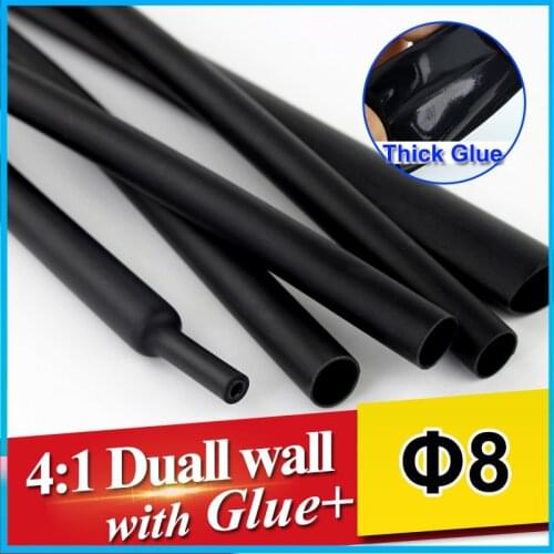 1.22meter/lot 8mm 4:1 Heat Shrink Tube Dual Wall Tubing with thick Glue heatshrink Adhesive Lined Sleeve Wrap Wire Cable kit