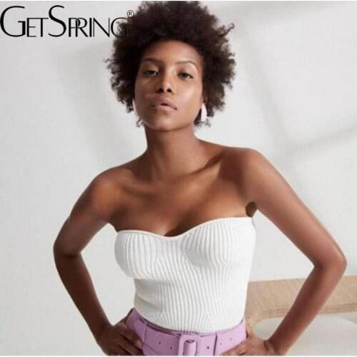 Yuerwang Women Crop top For Women Sexy Crop top Summer Off Shoulder Top Crop Black White pink green Knitting Top Woman 2021