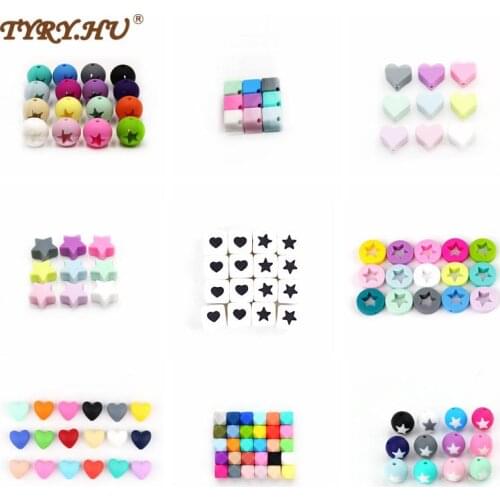 TYRY.HU 100pcs Silicone Beads Teething Baby Teether Accessories Food Grade Pearl Silicone Star Teething Pacifier Baby Products