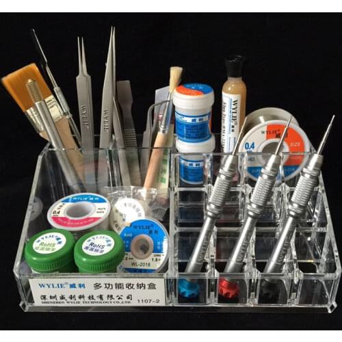 WL Mobile Phone repair plastic box multi-grid tool screws storage original parts components box