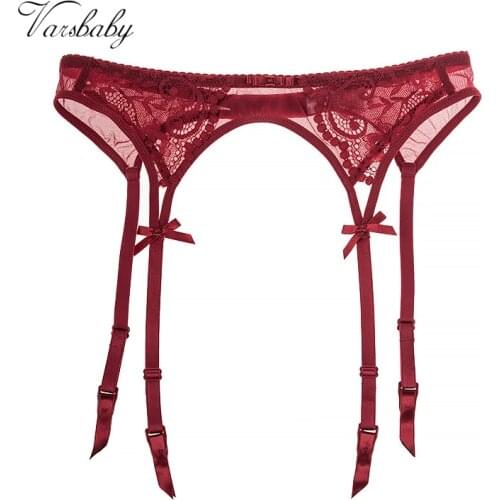 Varsbaby womens palace underwear Jacquard sexy lace garter red color