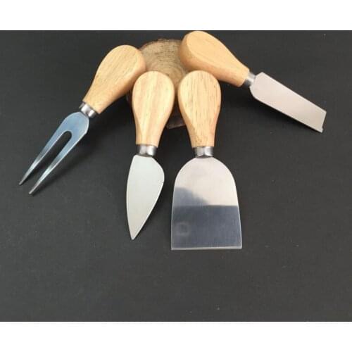 1Set/4pcs Knives Bard Set Oak Handle Cheese Knife Kit Kitchen Cooking Tools Accessories LX3282