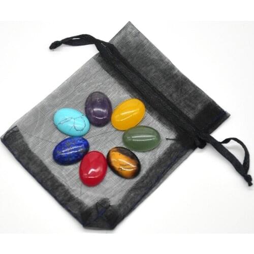 1 Set 7 Chakra Stones Natural Healing Crystal Engraved Reiki Gemstones Worry Flat Spiritual Quartz