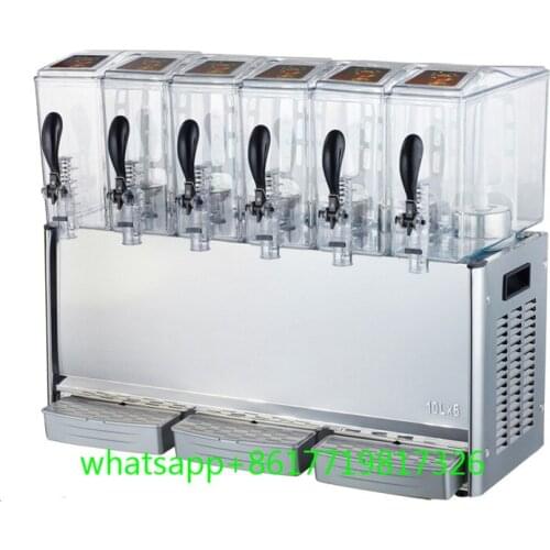 10L*6 Commercial Cold Drink dispenser mixed juice machine six cylinder large volume jet spray juice dispenser for restaurant