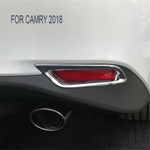 2 Silver Left & Right ABS Plastic Rear Tail Fog Light Frame Fog Lamp Cover Trim ABS Chrome Fit for Toyota Camry 2018