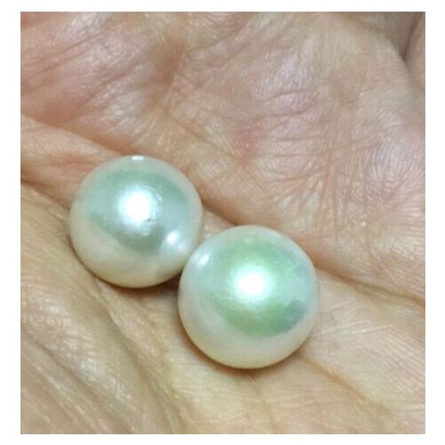 2pc Round 12-14mm Golden yellow white freshwater Pearl loose beads aaa