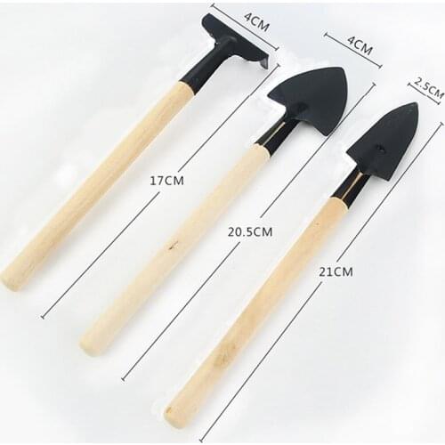 3pcs/set Mini Potted Plants Maintenance Gardening Tools Mini Spade Black Wooden Handle Plant Soil Shovels Multi Purpose