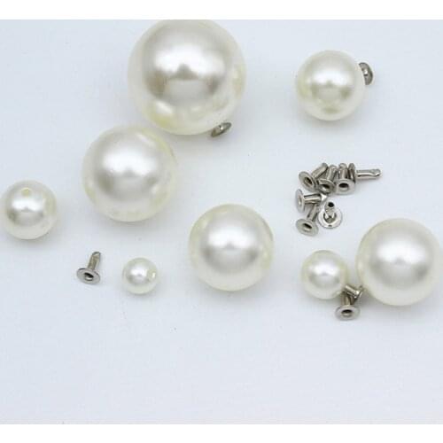 6/8/10MM Garment DIY Imitation ABS Pearl Rivets Wedding Dresses Leather Bag Shoes Jeans Decoration Supplies Hand Press Rivet