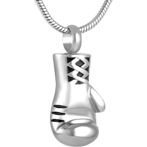 IJD8308 Boxing Gloves Cremation Jewelry for Ashes Stainless Steel Keepsake Pendant Memorial Urn Necklace for Men Women