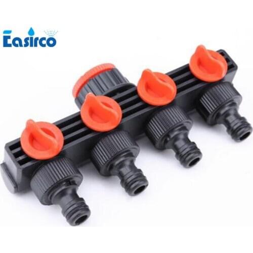 Easirco Plastic Four Way Connector Tap Manifold Garden Watering connector