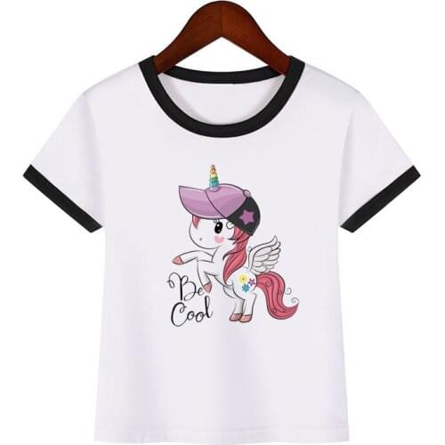 Be cool unicorn/dog/pig/duck/zebra/lion animals print funny childrens t shirts summer boys girls graphic ringer tee t-shirt