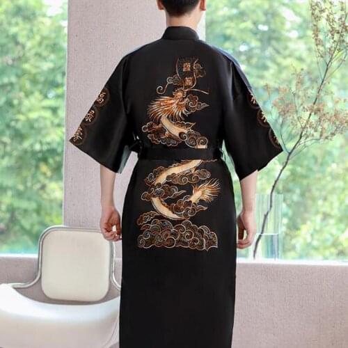 Eastical Men's Bathrobes With Embroidery