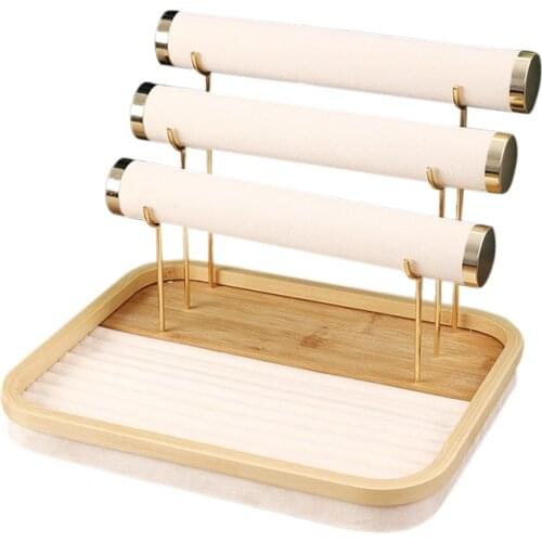 Flannel Bracelet Chain Watch T-Bar Rack Jewelry Hard Display Stand for Bangle Necklace Hairclip Jewelry Organizer Rack