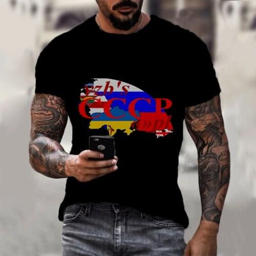 Oversized Mens T-shirt Summer Cccp Russia Short-sleeved Soviet Moscow Fashion O-neck Top Breathable Casual Sportswear