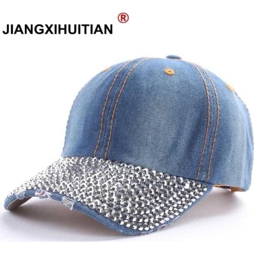 GD luxury Baseball Caps 2017 New style Pure men and women sun hat rhinestone hats denim and cotton snapback cap hip-hop hat