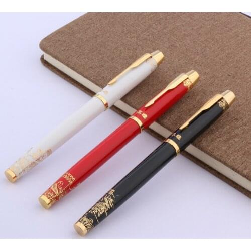 Hot Sale Metal Pen Golden Trim Relief The Great Wall 0.5mm Black Refill Gift Rollerball Pen
