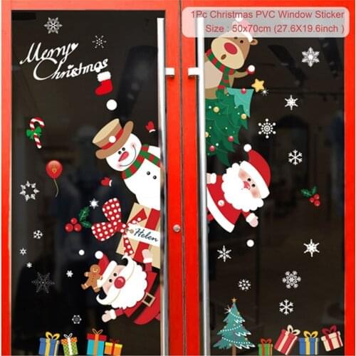 PVC Christmas Window Sticker Merry Christmas Decorations For Home 2021 Cristmas Ornament Xmas Navidad Natal Gifts New Year 2022