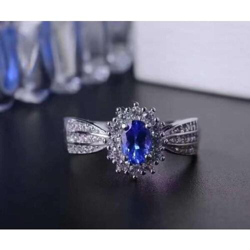 Natural And Real Tanzanite luxury ring ring Free shipping gemstone 925 sterling silver Fine jewelry