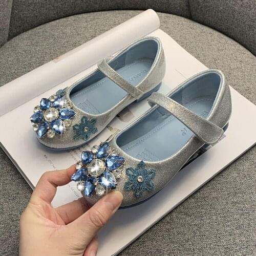 Girls leather shoes princess shoes 2020 new single shoes soft sole little girl childrens crystal shoes shining shoes