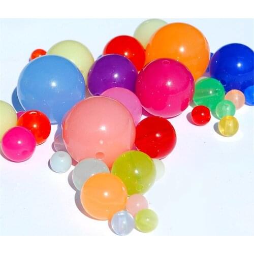 DIY Jewelry Findings 16 Colors Acrylic Jelly Round Beads 6mm 8mm 10mm Lucite Plastic Loose Gumball Bubblegum Bracelet Necklace