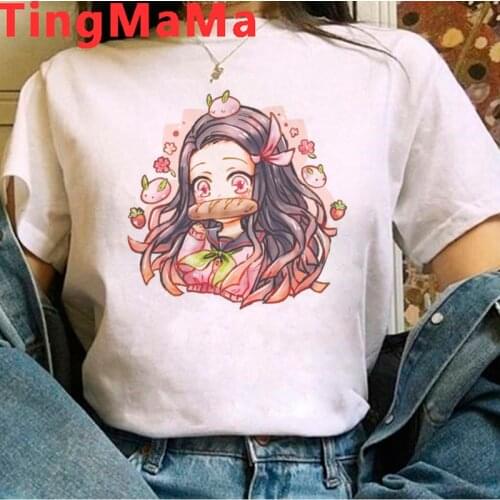 Demon Slayer Kimetsu No Yaiba Tanjirou Kamado summer top female ulzzang couple clothes t-shirt streetwear white t shirt