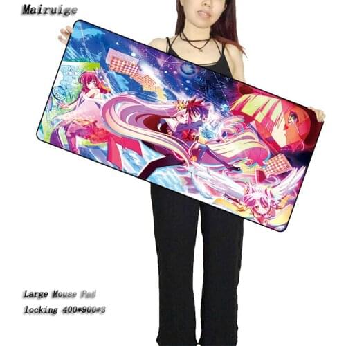 Mairuige Free Shipping No Game No Life 900*400*2mm Anti-slip Silicone Mouse Pad Notebook Computer Lock Edge Mouse Mat for Cs Go