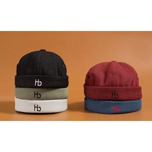 Fashion Men Docker Cap Skullcap Retro Sailor Cap Beanie Hats Men Women Warm Bucket Cap Brimless Hat Skullcap Bonnet Dad Caps