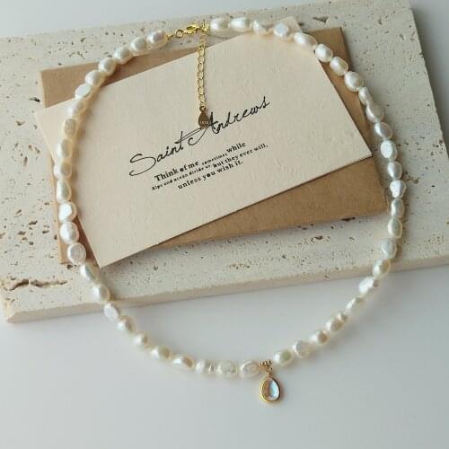 Baroque Pearl Choker Necklace 925 Sterling Silver Gold Color Aurora Crystal Pendant Aesthetic Boho Collier Femme Summer Jewelry