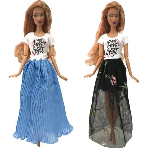 NK 2 Pcs/Set Doll Dress Fashion Skirt Party Clothes Fashion Outfit For Barbie Doll Accessories Child Girls'Gift 01A 2X