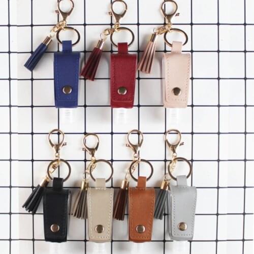 30ml Mini Hands Portable Hydroalcoholic Gel Bottle Hydroalcoholic Gel Keychain Hand Sanitizer Case Leather Case Health Keychain