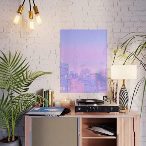 Purple View Sky Beautiful Nspirational Nordic Anime Posters and Prints Wall Art Canvas Painting Pictures for Living Room Decor