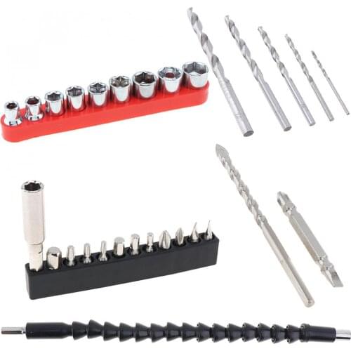 Practical Electric Drill Accessories Power Tool Snake Drill Sleeve Screwdriver Head and HSS Twist Drill Sets