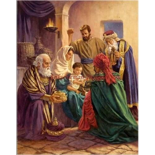 Needlework for embroidery DIY French DMC High Quality - Counted Cross Stitch Kits 14 ct Oil painting - Magi worship Jesus