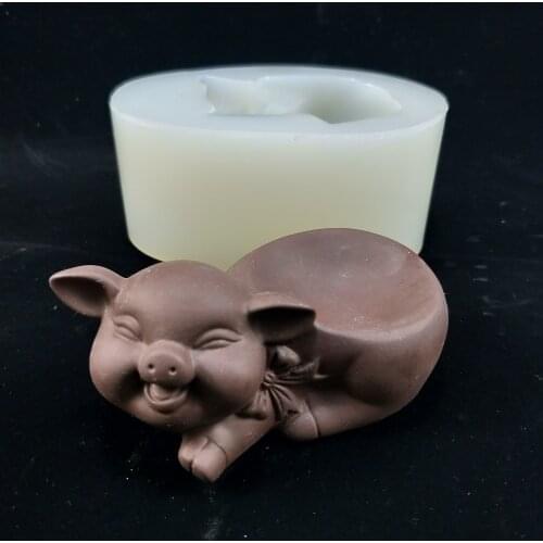 PRZY SN0116 Silicone Mold Candlestick Molds Pig Shape Mold Resin Clay Cement Decoration Handmade DIY Candle Aroma Mould
