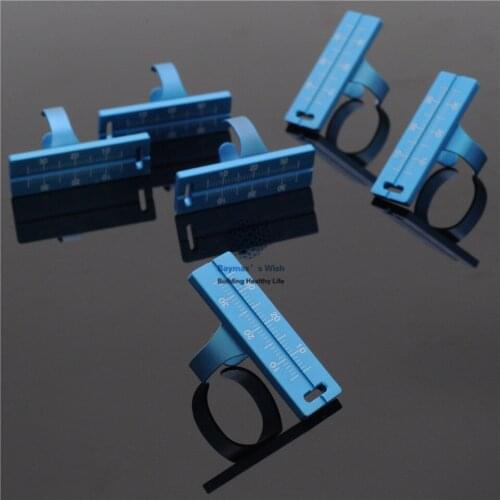 Dental Lab 6 Pcs Dental Endo Aluminium Finger Rulers Span Measure Scale Blue
