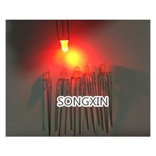 Led Diode Light BI COLOR Red/yellow Green 20pcs 3mm Red Xiasongxin Common Cathode Through Hole 3pin Diffused
