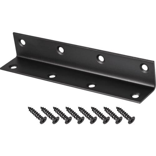 Uxcell Corner Brace Angle Bracket Fastener Stainless Steel L Shape 25mmx25mmx140mm Black with Screws, 1 Pcs