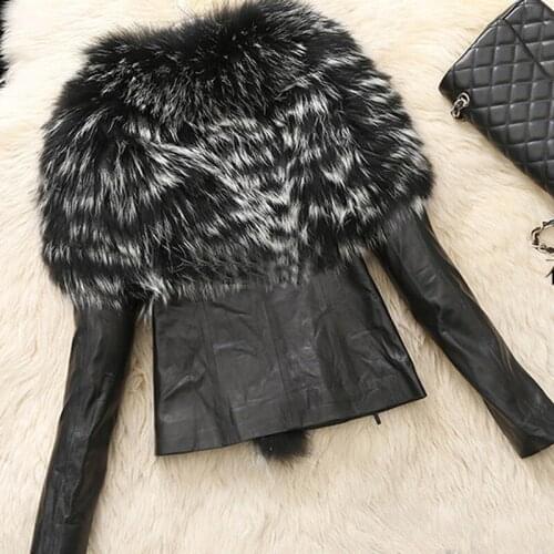 European American Plus Size Copy Fur Outwear Womens Autumn Winter New Street Imitation Leather Jacket Women Copy Fur Jacket B12