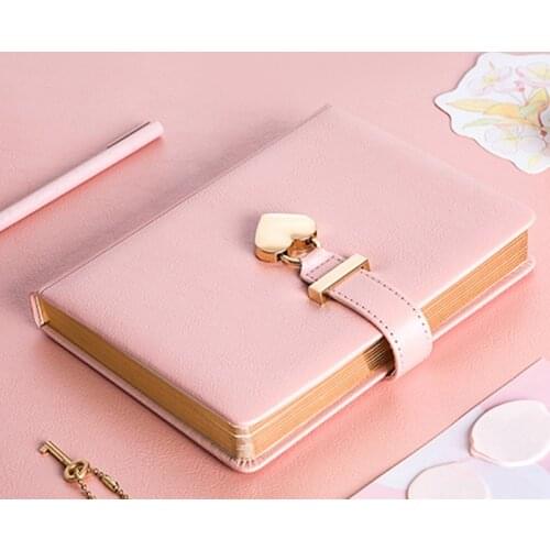 Heart Shaped Combination Lock Diary with Key Personal Organizers Secret Notebook Gift for Girls and Women