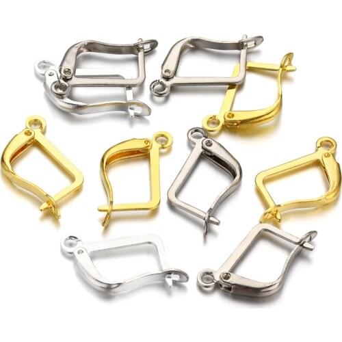 50pcs/lot French Lever Earring Hooks Back Open Loop Earring Clips Clasp Setting for DIY Jewelry Making Supplies Accessories