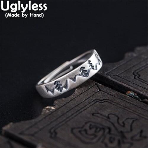 Uglyless Thai Silver Mountain Forest Rings for Women 925 Silver Rings Eastern Poetry Jewelry Vintage Ethnic Real Silver Bijoux