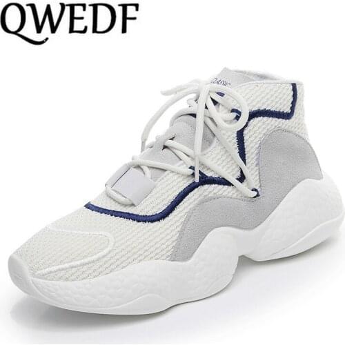 2019 Sneakers Women Mesh Flat Autumn Ladies Lace Up Stretch Fabric Platform Vulcanized Casual Shoes Female Breath Fashion X10-11